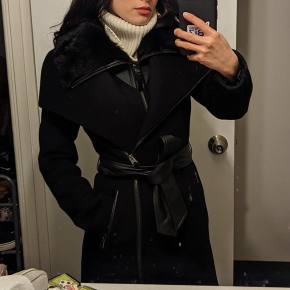 Mackage Nori 2-in-1 Shearling-Trim Wool Coat - Size XS - Picture 5 of 12